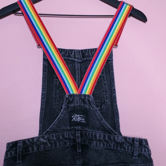 Lazer Kitten x Forever 21 Distressed Rainbow Overall Jeans - Picture 12 of 16